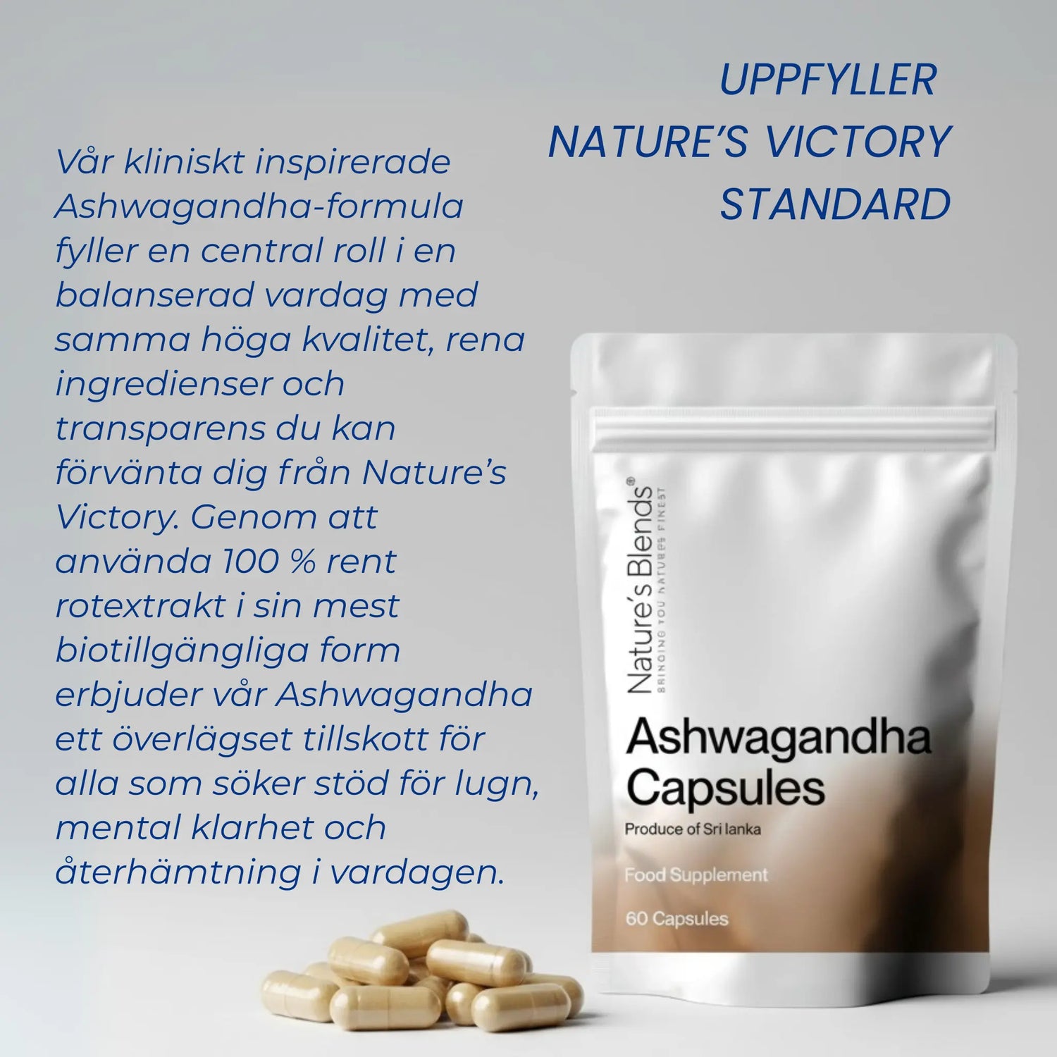 Ashwagandha som uppfyller standard av Nature´s Victory