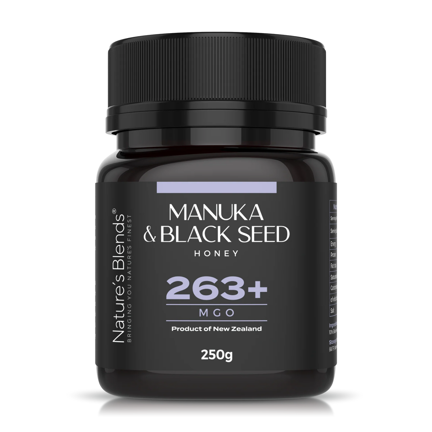 Rå Manukahonung 263+ MGO med svartkummin 250g från Nature’s Blends – säljs hos Nature’s Victory