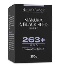 Rå Manukahonung 263+ MGO med svartkummin 250g från Nature’s Blends – säljs hos Nature’s Victory
